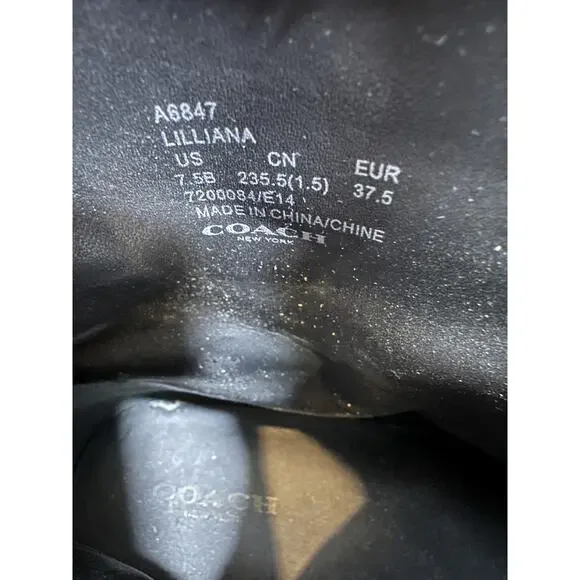 Coach Lilliana Leather Ankle Moto Boots Size 7.5 B Gold Studded Buckle Shoes - Picture 10 of 16